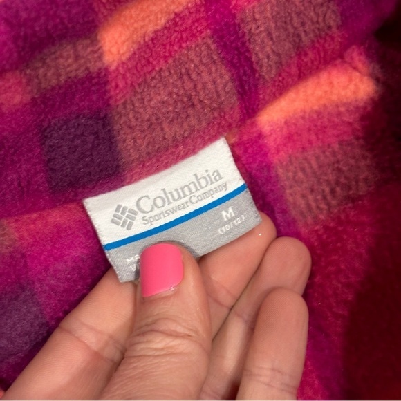 Columbia Girls Benton Springs™ Fleece jacket Pink & Orange plaid medium 10/12 - Picture 3 of 11